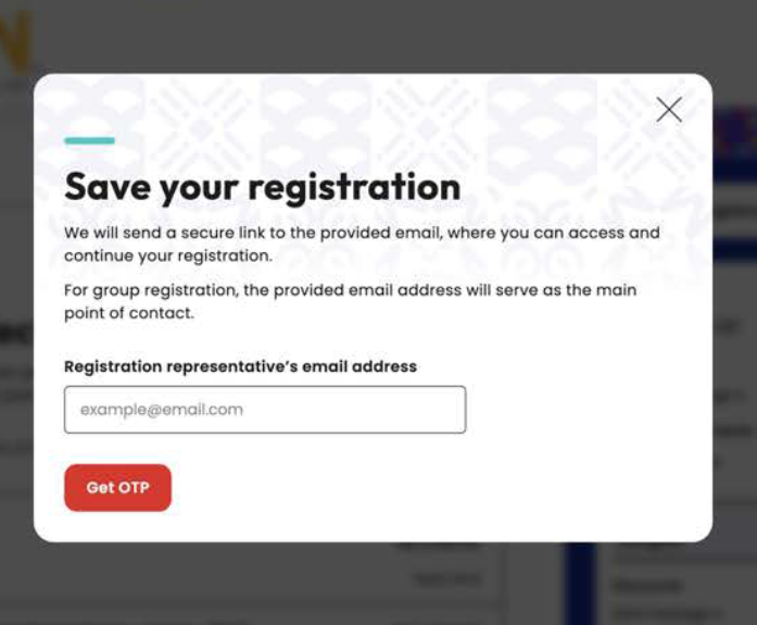 Registration screenshot